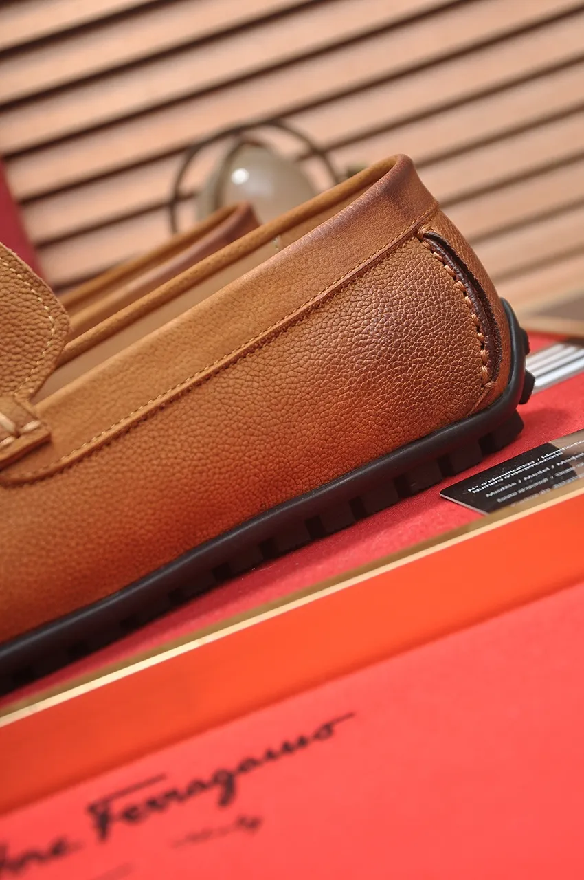 Men's shoes 💰460💶 [Ferragamo/Ferragamo] The latest model in the counter. Original imported open-sided fine cowhide hand-woven + imported 🐂 cowhide + original luxury metal buckle + original combination outsole. No pressure in comparison 38--44🎉